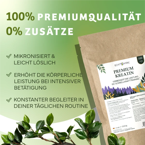 Premium Kreatin Monohydrat Pulver