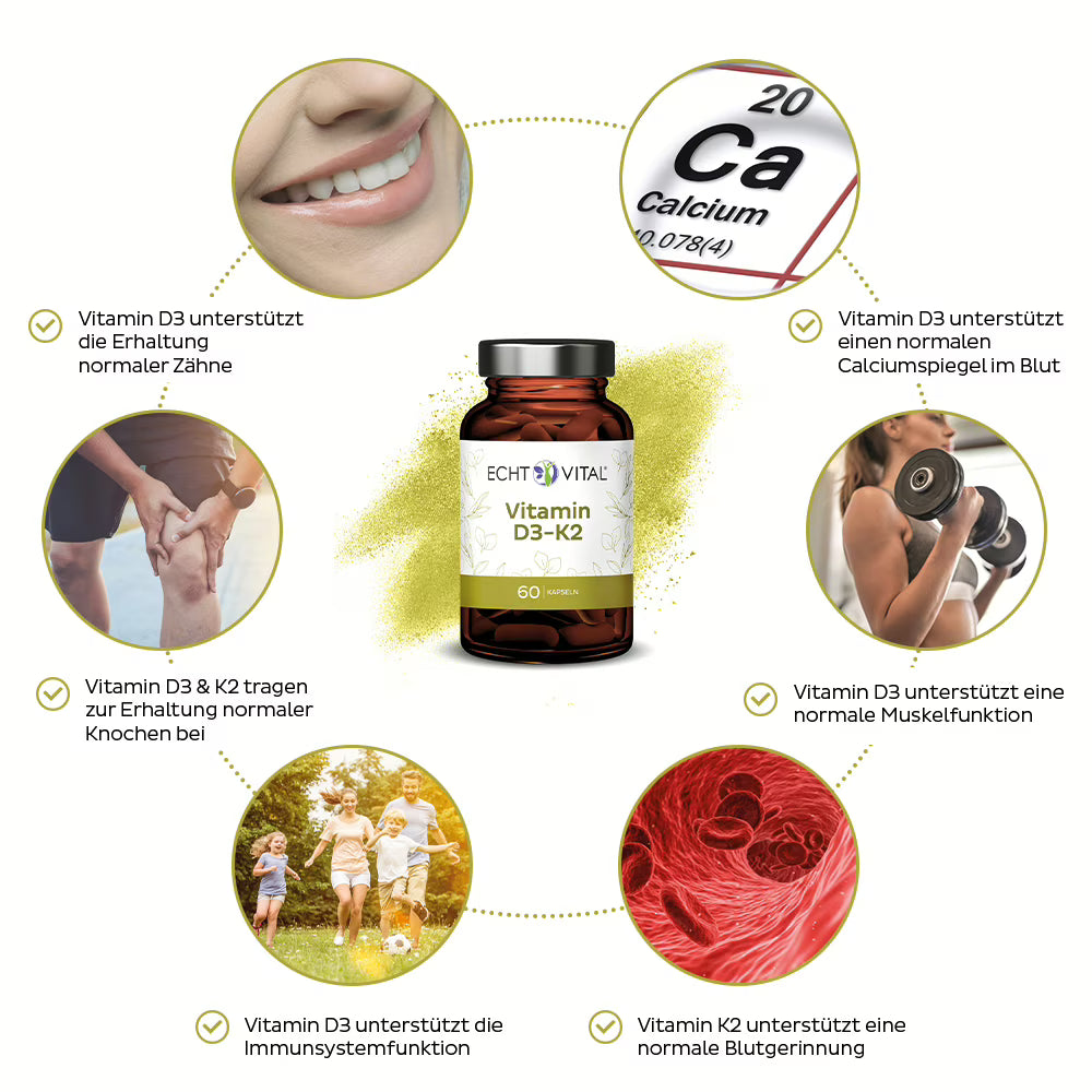 Vitamin D3 - K2 Kapseln natürlich